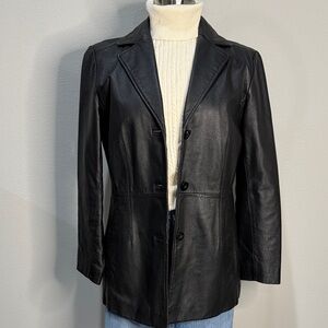 Worthington Black Leather Blazer Jacket Size M